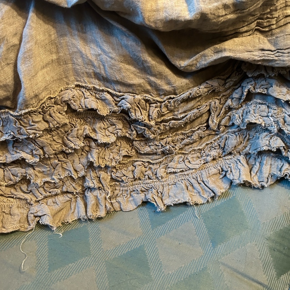 Magnolia Pearl olive green linen skirt CA#6 - Picture 5 of 8